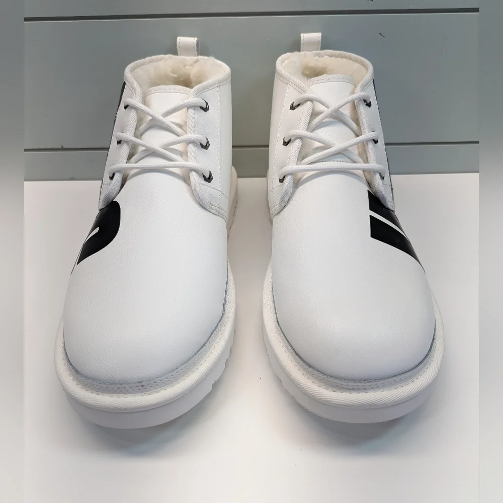UGG NEUMEL White Black Logo Leather Chukka Boots Size Men's 12